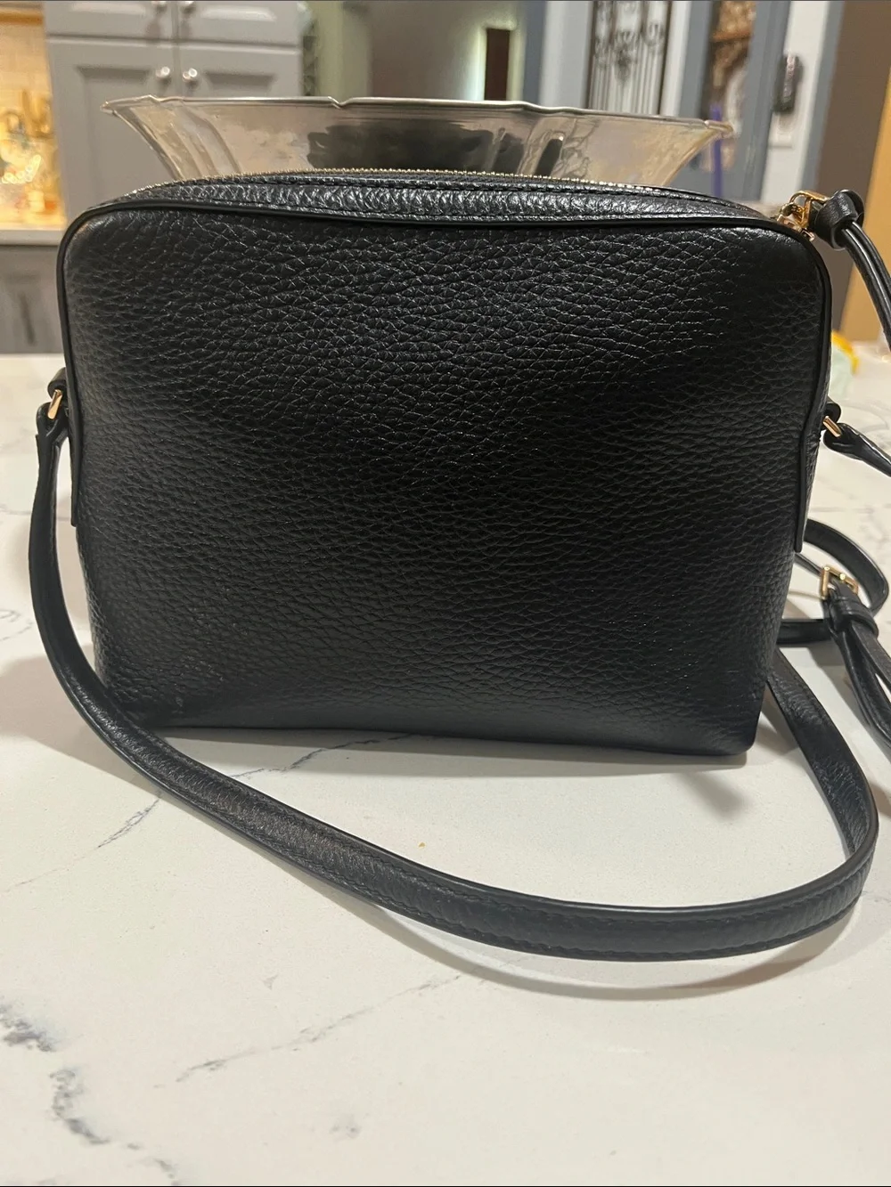 Tory Burch Black Pebbled Leather Camera Crossbody used once!